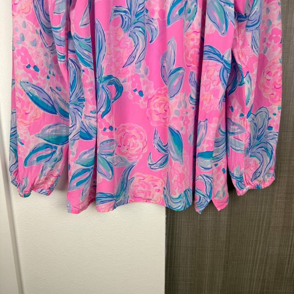 Lilly Pulitzer Elsa Silk Blouse Prosecco Pink Pinking Positive - Picture 12 of 14